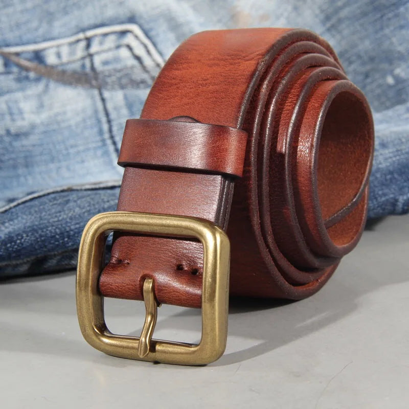 Sierra Collection Mens Leather Belt With Brass Buckle