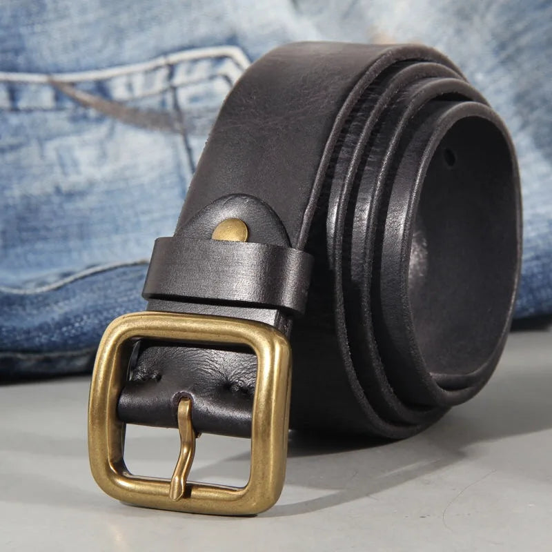 Sierra Collection Mens Leather Belt With Brass Buckle