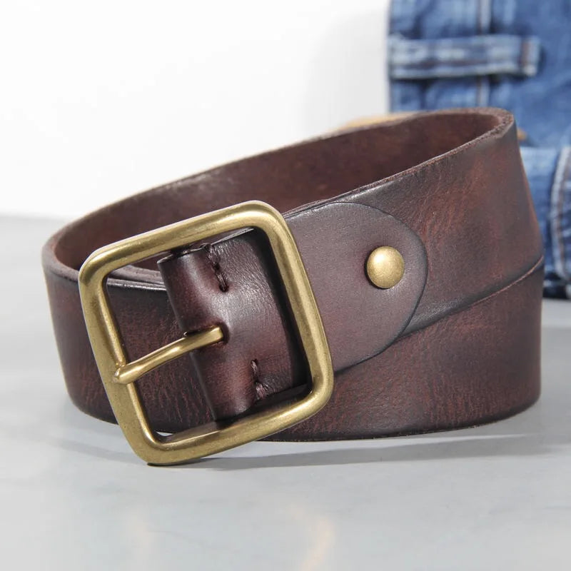 Sierra Collection Mens Leather Belt With Brass Buckle