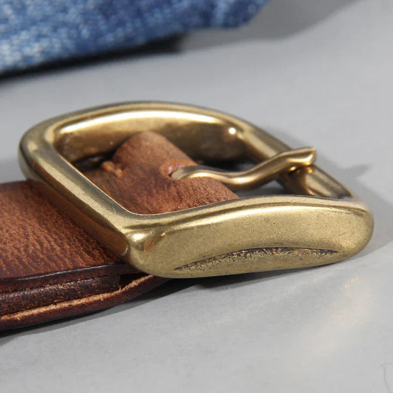 Sierra Collection Mens Leather Belt With Brass Buckle