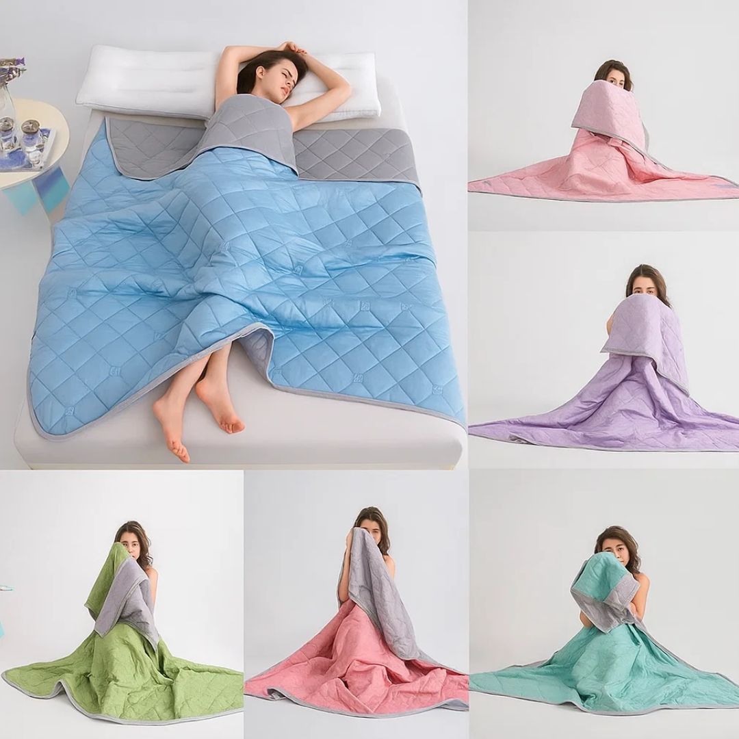 SilkCool Instant Cooling Blanket For Sensitive Skin Hypoallergenic Comfort