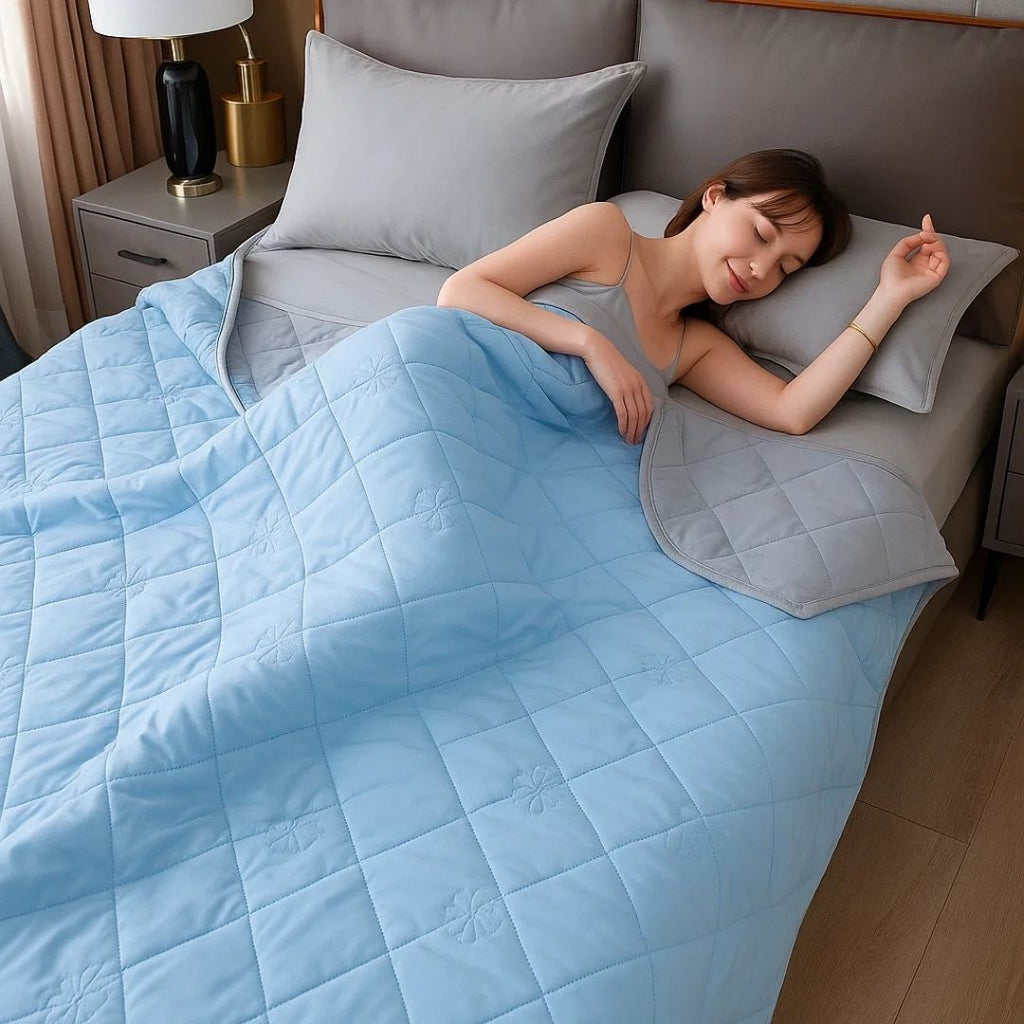 SilkCool Instant Cooling Blanket For Sensitive Skin Hypoallergenic Comfort
