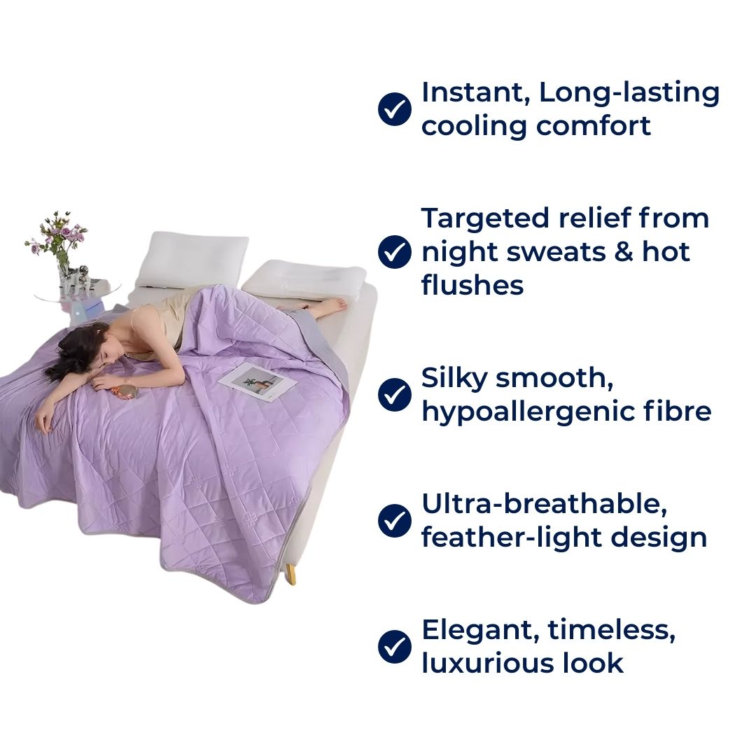 SilkCool Instant Cooling Blanket For Sensitive Skin Hypoallergenic Comfort