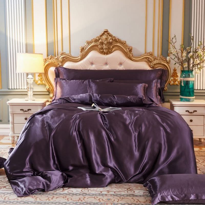 Luxe Silk Satin Set With Duvet Cover 4-Piece Bedding For Comfort