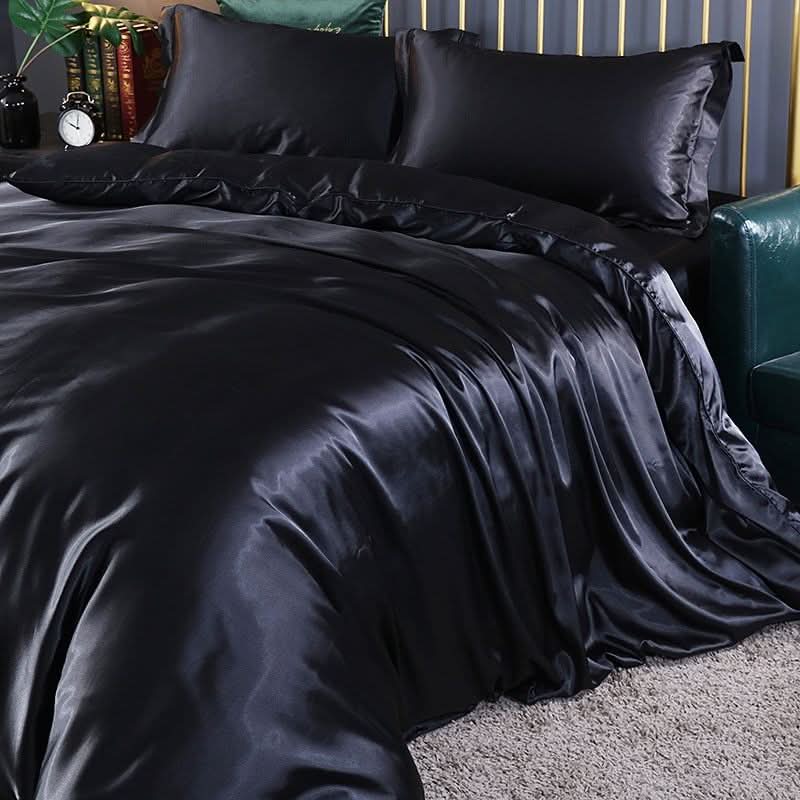 Luxe Silk Satin Set With Duvet Cover 4-Piece Bedding For Comfort
