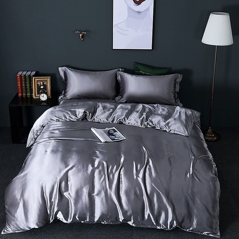 Luxe Silk Satin Set With Duvet Cover 4-Piece Bedding For Comfort