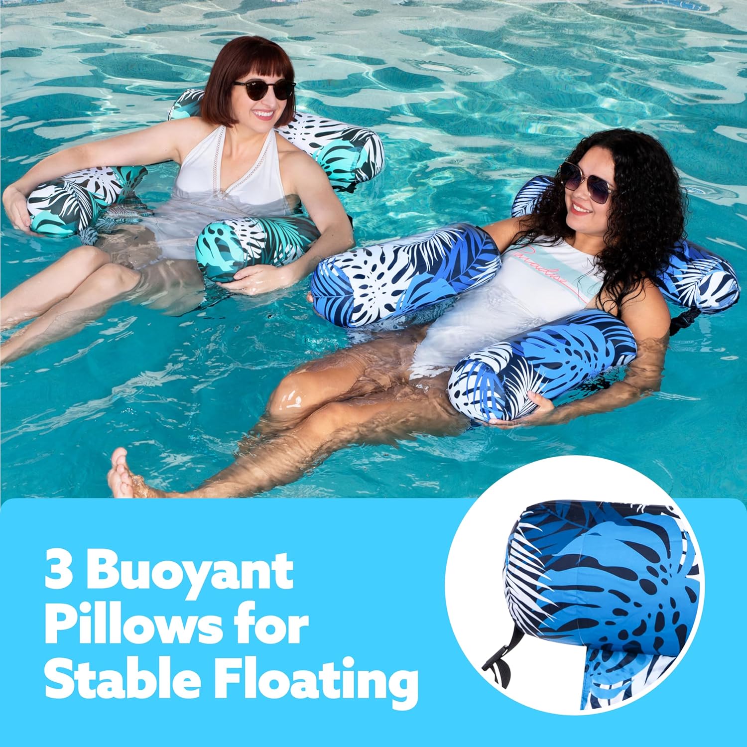 Sloosh Tropic-Ease Inflatable Pool Chair With Adjustable Backrest