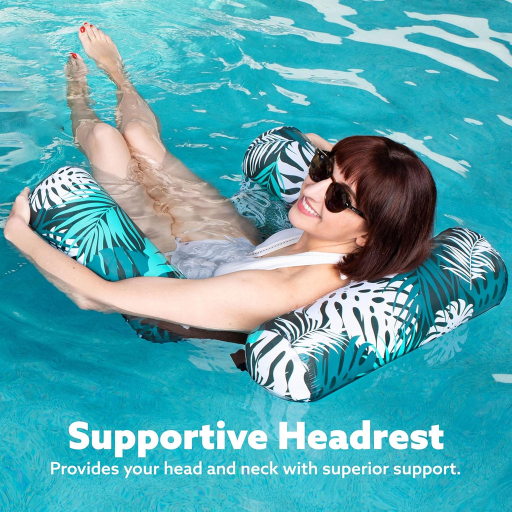 Sloosh Tropic-Ease Inflatable Pool Chair With Adjustable Backrest