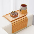 Slumblr Bamboo Couch Cup Tray With Foldable Design For Drinks And Snacks Stable Surface