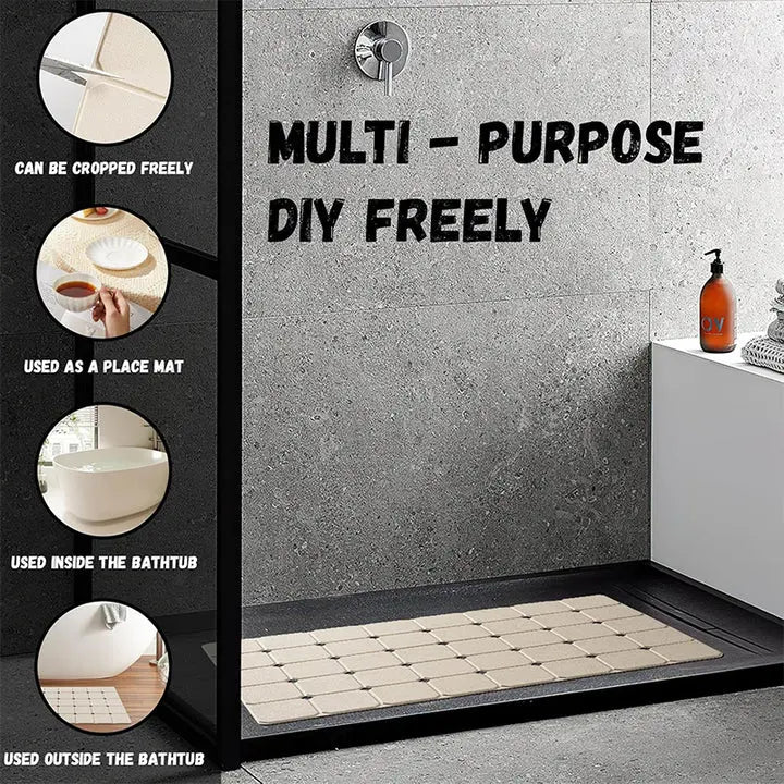 Slip-Resistant Silicone Bath Mat With Suction Cups And Drain Holes