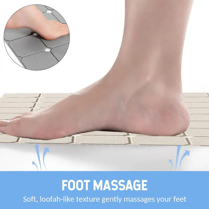 Slip-Resistant Silicone Bath Mat With Suction Cups And Drain Holes