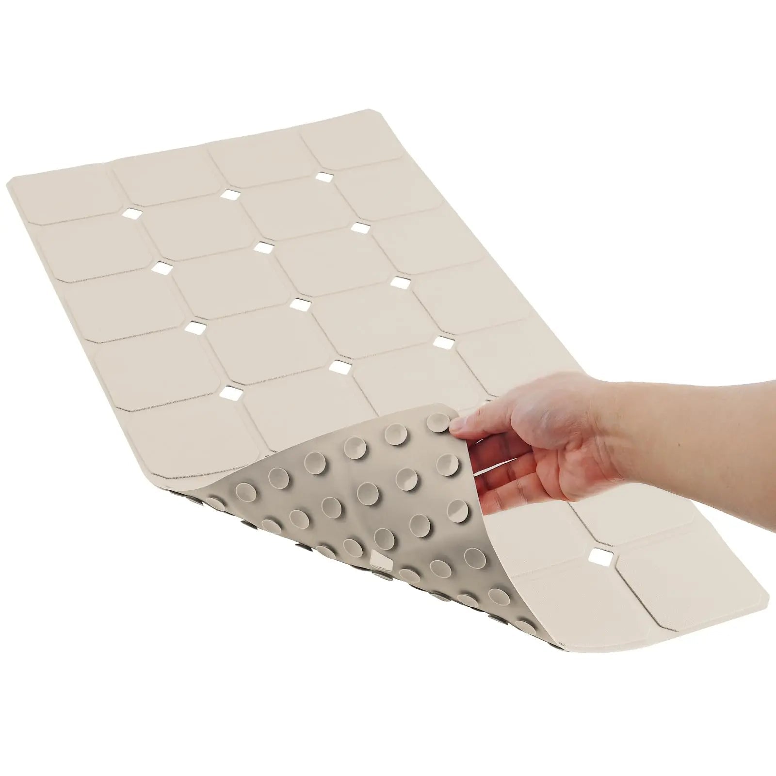 Slip-Resistant Silicone Bath Mat With Suction Cups And Drain Holes