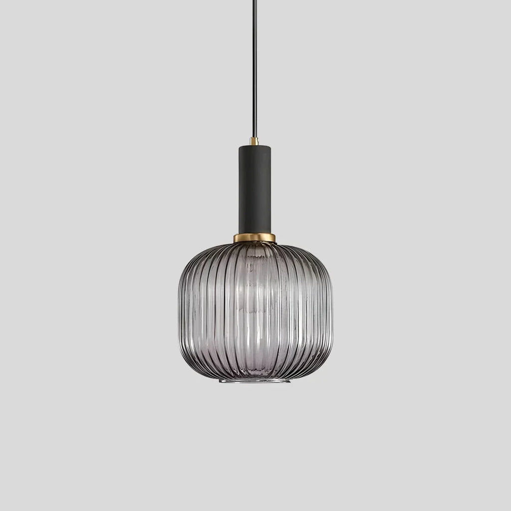 Nordic Glass Pendant Light With Striped Shade Design