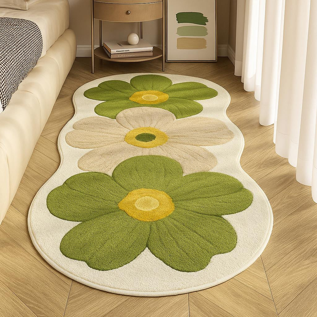 Floral Plush Area Rug With Non Slip Backing For Cozy Spaces