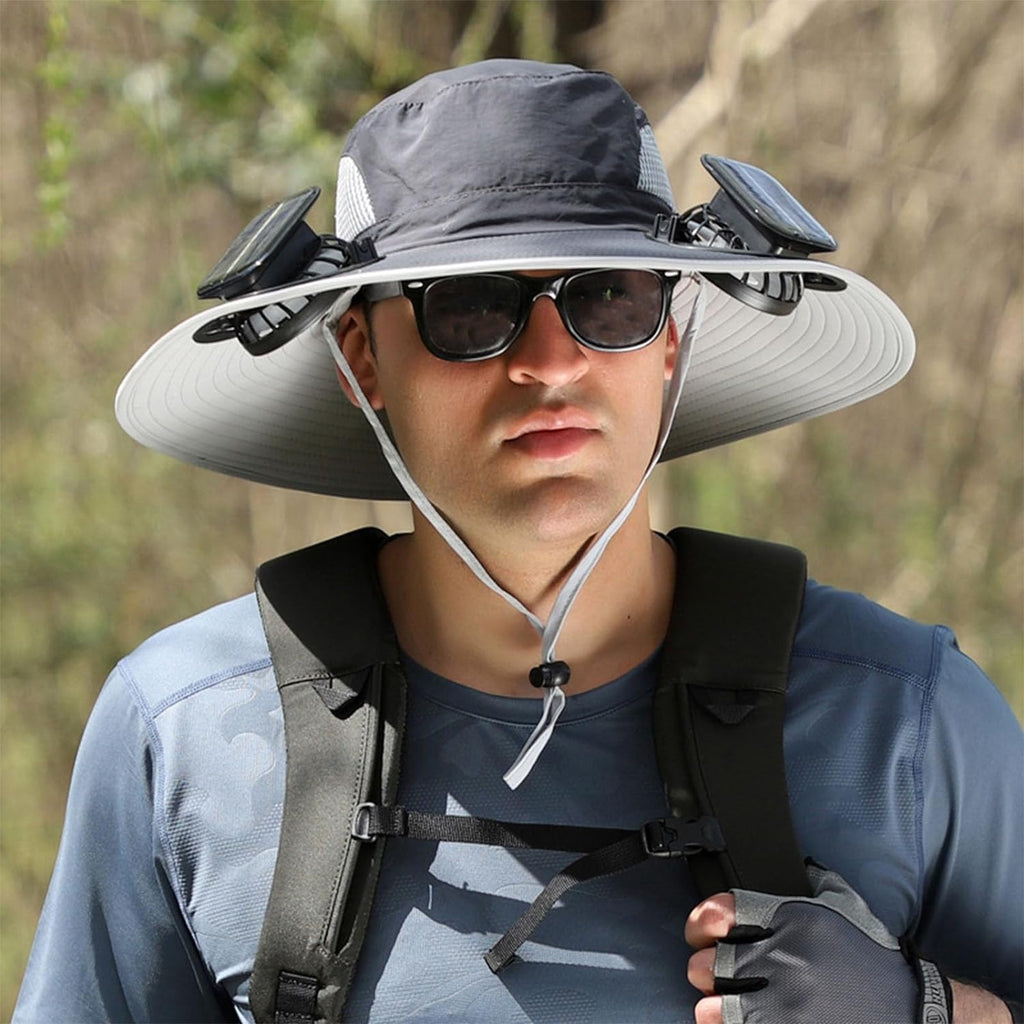 Solar Breeze Sun Powered Hat With Adjustable Fit And Dual Power