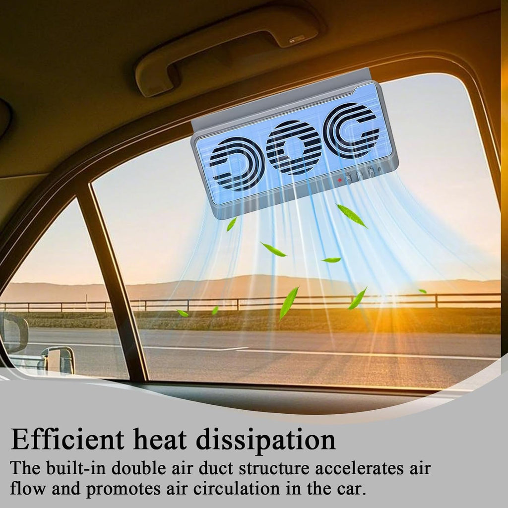 Solar Powered Window Fan With Dual Duct Airflow For All Season Comfort