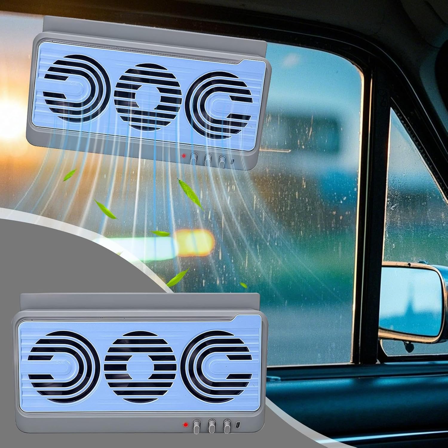 Solar Powered Window Fan With Dual Duct Airflow For All Season Comfort