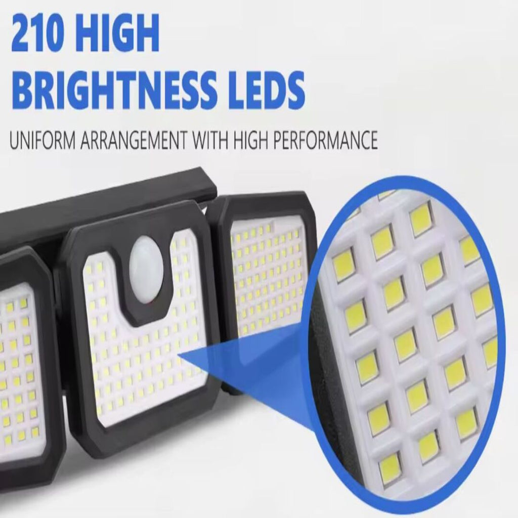 Triple-Head Solar Security Light With Motion Sensor For Outdoors