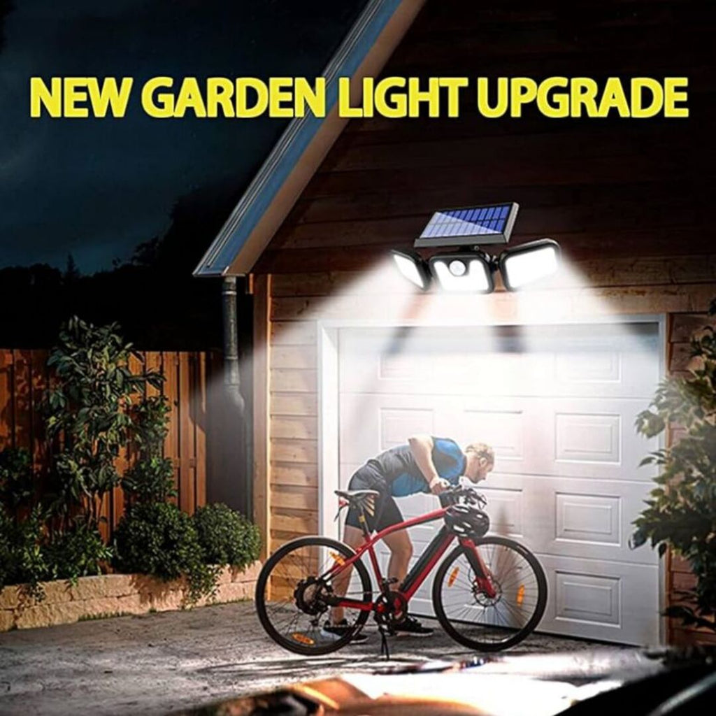Triple-Head Solar Security Light With Motion Sensor For Outdoors