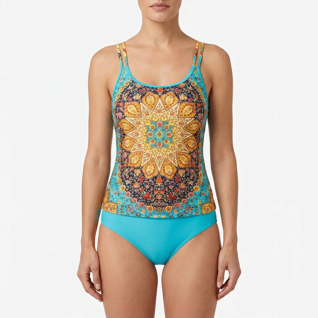 Printed Two Piece Tankini Set -  Beach Holidays - Ormexis
