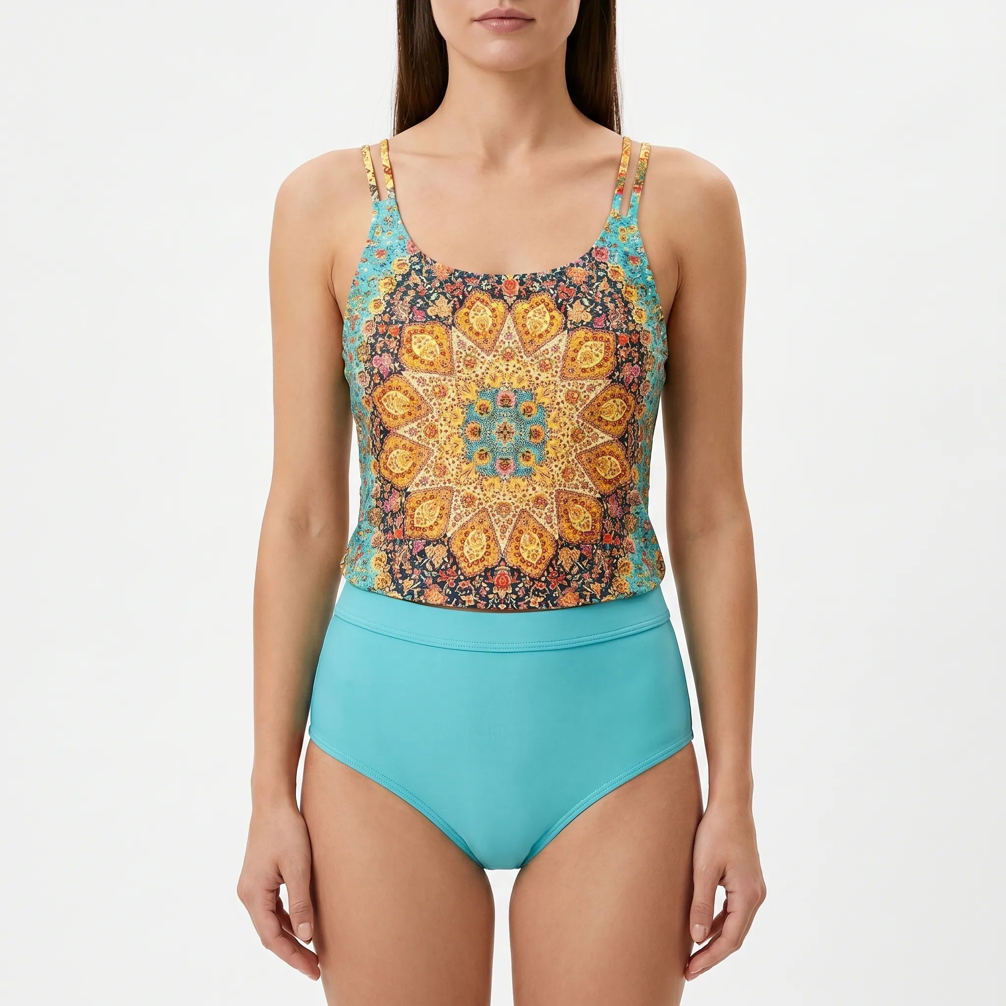 Printed Two Piece Tankini Set -  Beach Holidays - Ormexis