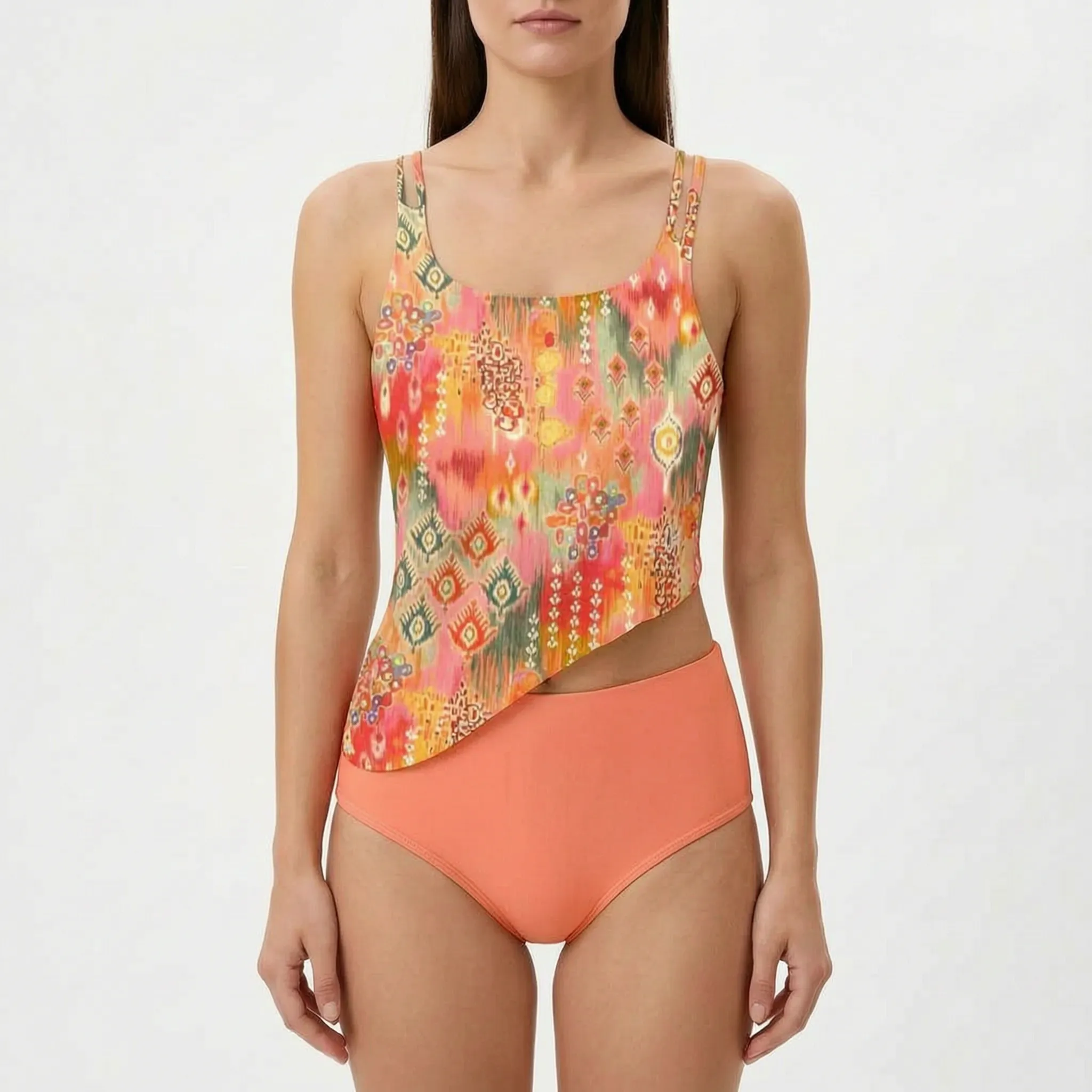 Printed Two Piece Tankini Set -  Beach Holidays - Ormexis
