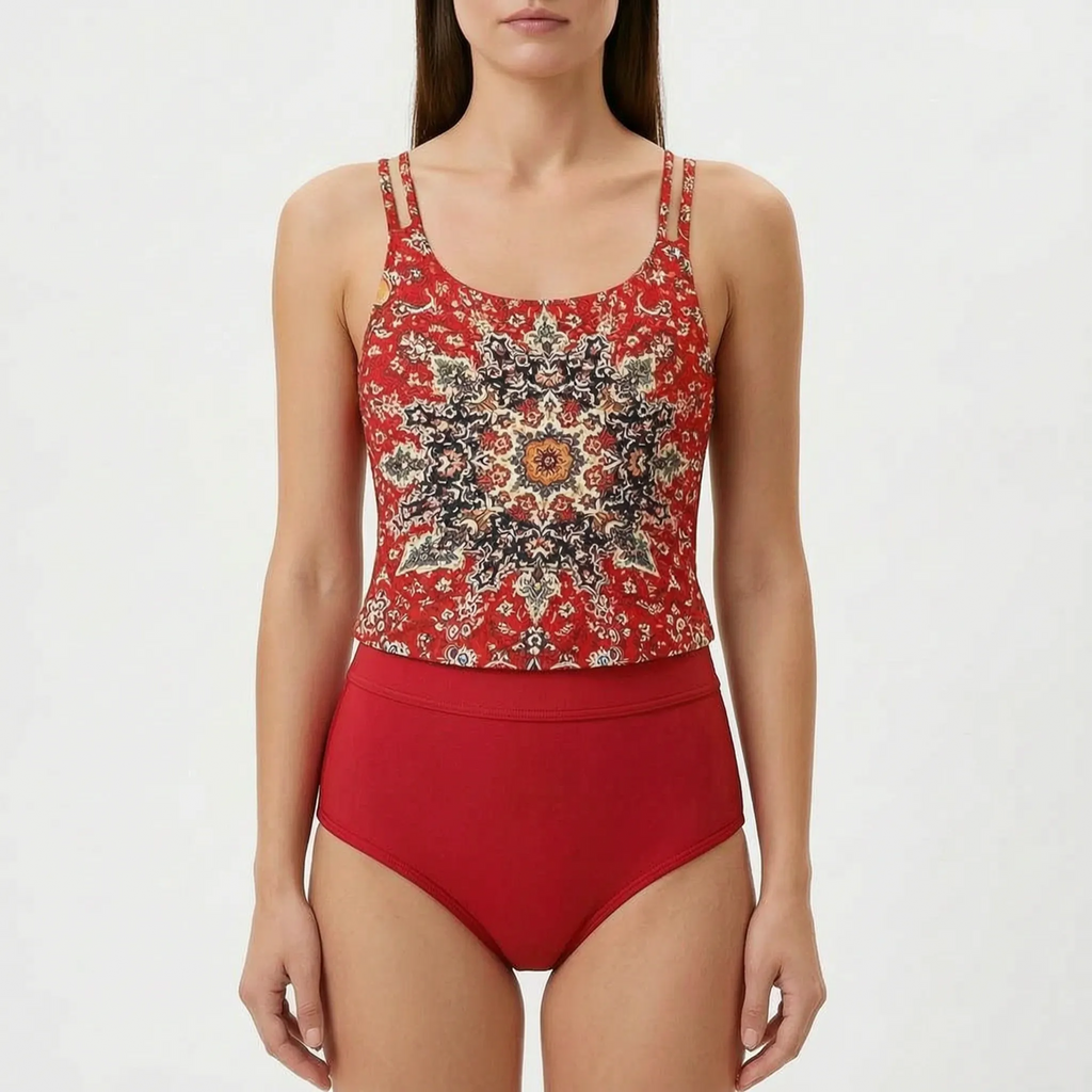 Printed Two Piece Tankini Set -  Beach Holidays - Ormexis