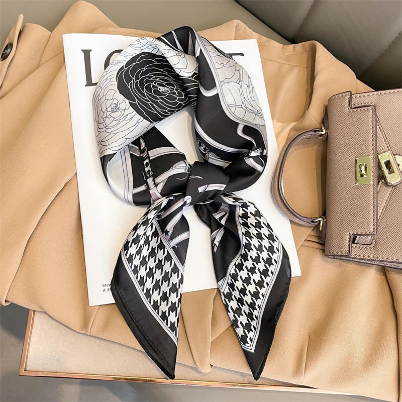 Sophie Silk Charm Scarf Versatile Plaid Accessory For Any Outfit