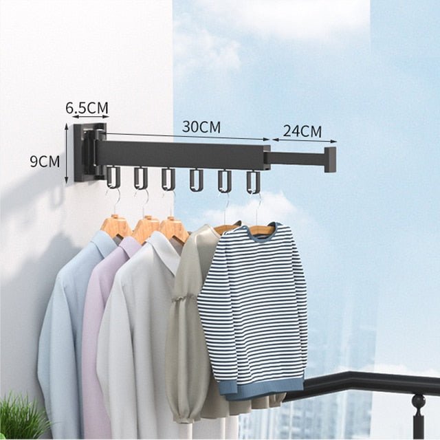 Space Saver Wall Mounted Retractable Clothes Drying Rack For Small Laundry Areas