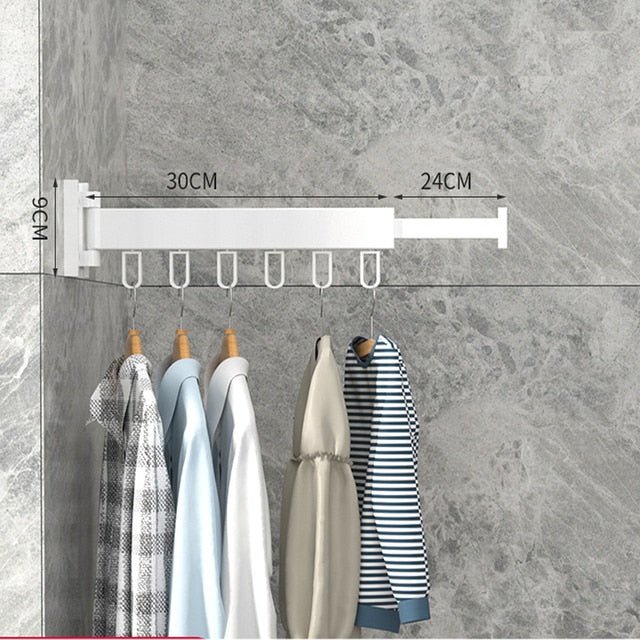Space Saver Wall Mounted Retractable Clothes Drying Rack For Small Laundry Areas