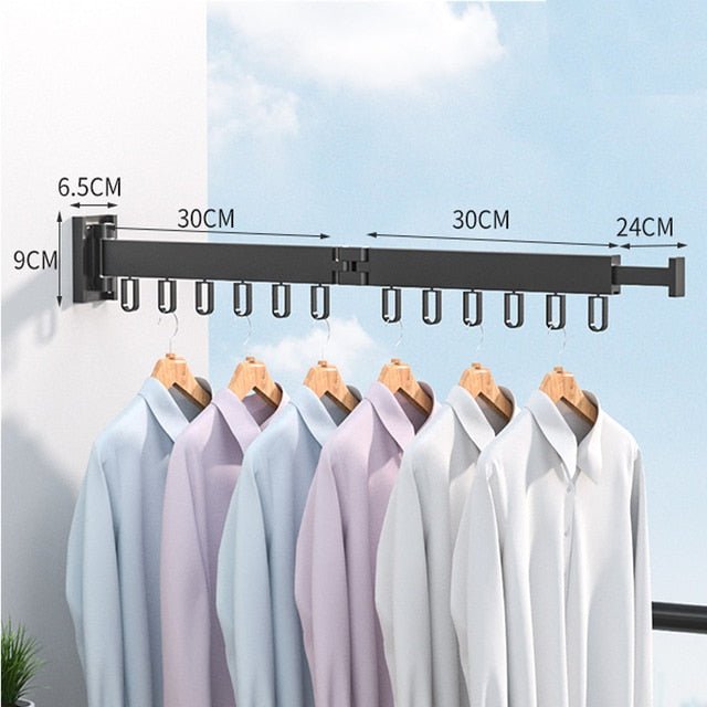 Space Saver Wall Mounted Retractable Clothes Drying Rack For Small Laundry Areas