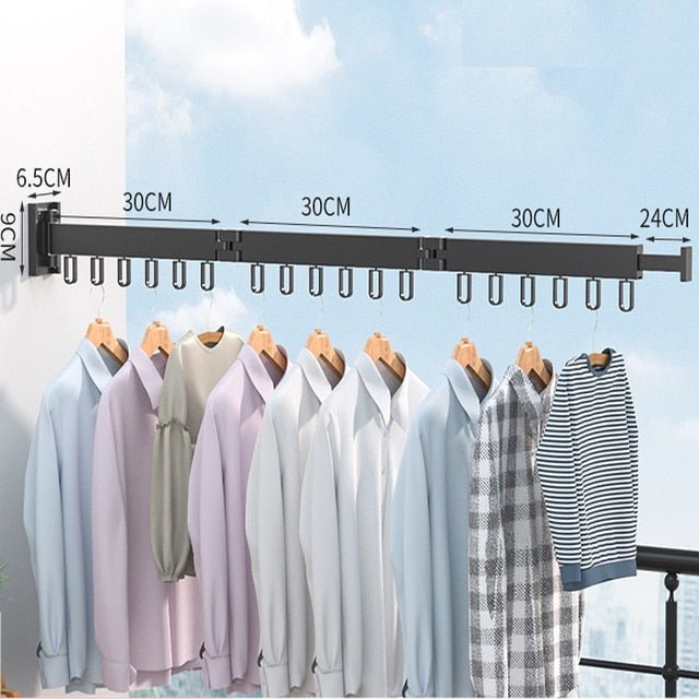 Space Saver Wall Mounted Retractable Clothes Drying Rack For Small Laundry Areas