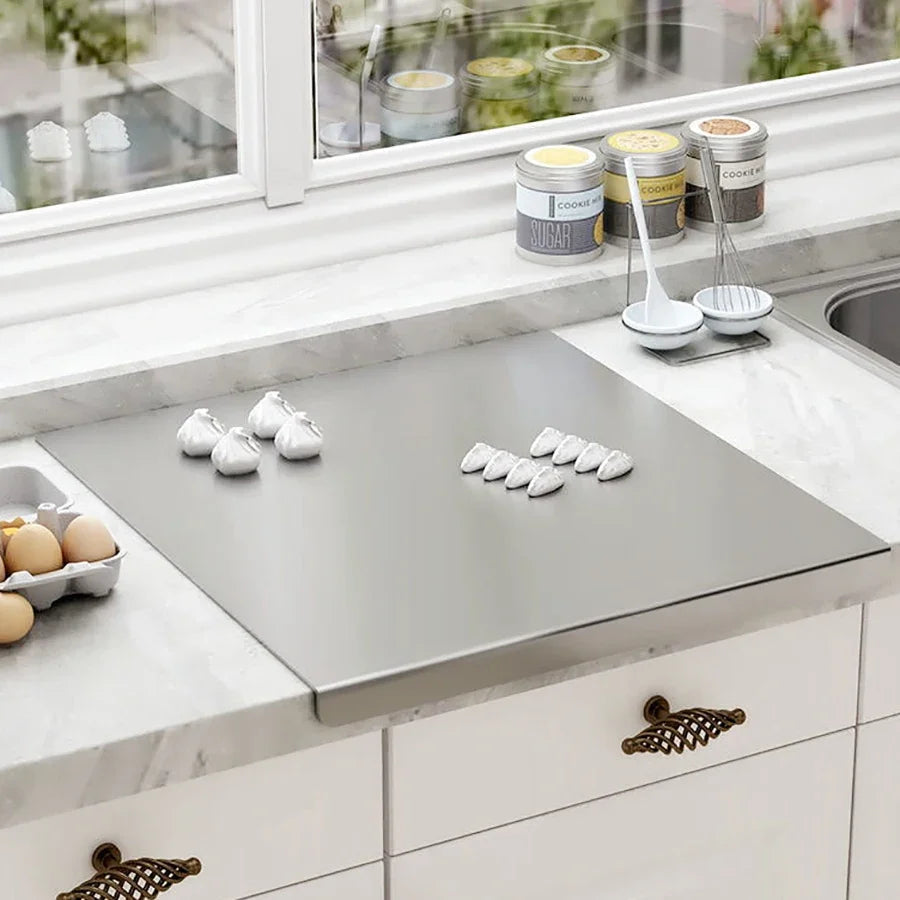 Large Stainless Steel Dual-Sided Cutting Board for Versatile Food Prep