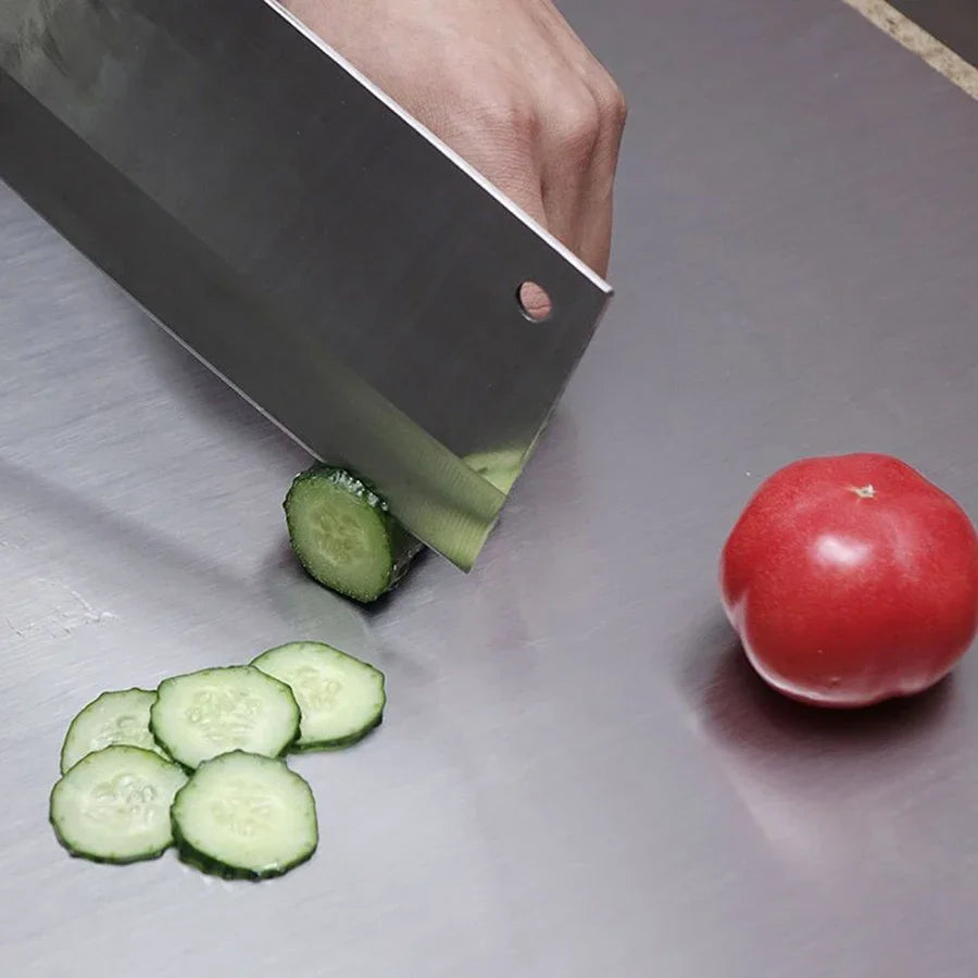 Large Stainless Steel Dual-Sided Cutting Board for Versatile Food Prep
