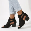 Peep-Toe Block Heel Sandals -  Adding Subtle Height - Ormexis