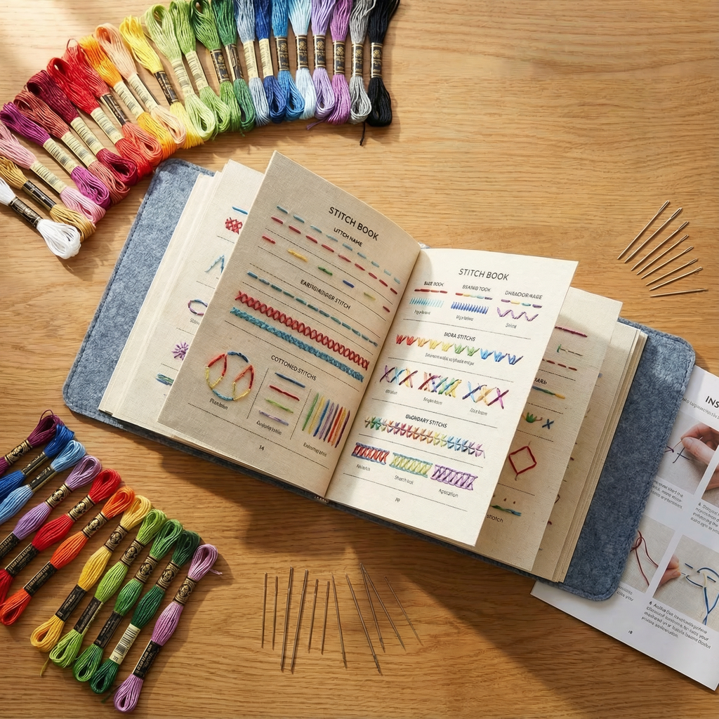 Stitchwell Beginner Embroidery Kit With 106 Removable Stitches, Complete Needlework Set