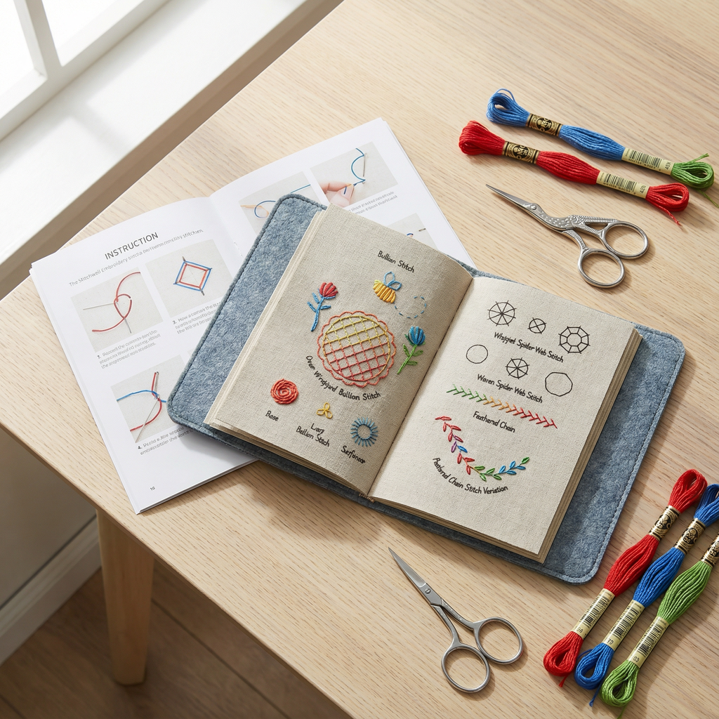 Stitchwell Beginner Embroidery Kit With 106 Removable Stitches, Complete Needlework Set