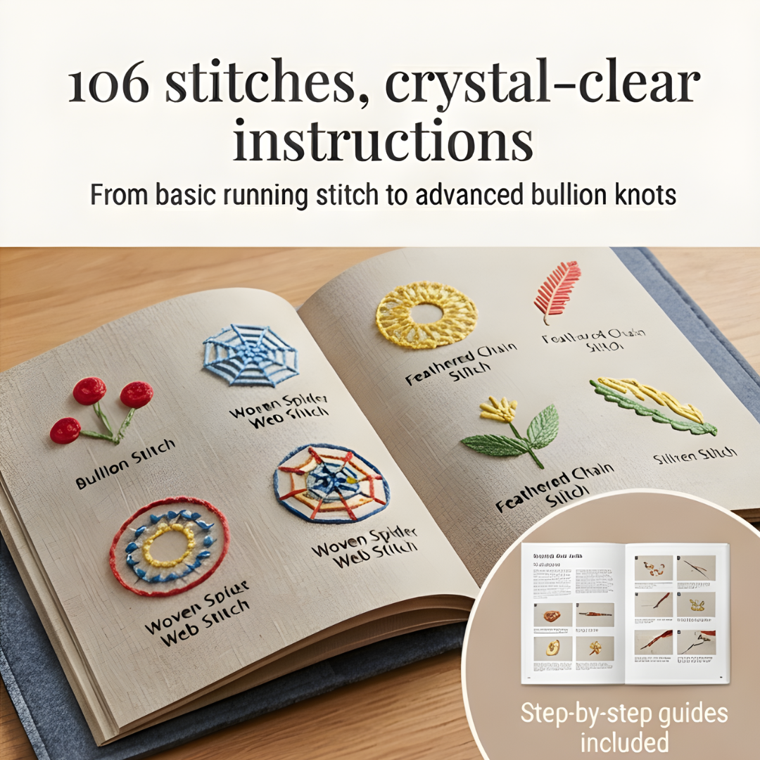 Stitchwell Beginner Embroidery Kit With 106 Removable Stitches, Complete Needlework Set