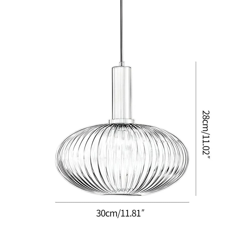 Nordic Glass Pendant Light With Striped Shade Design