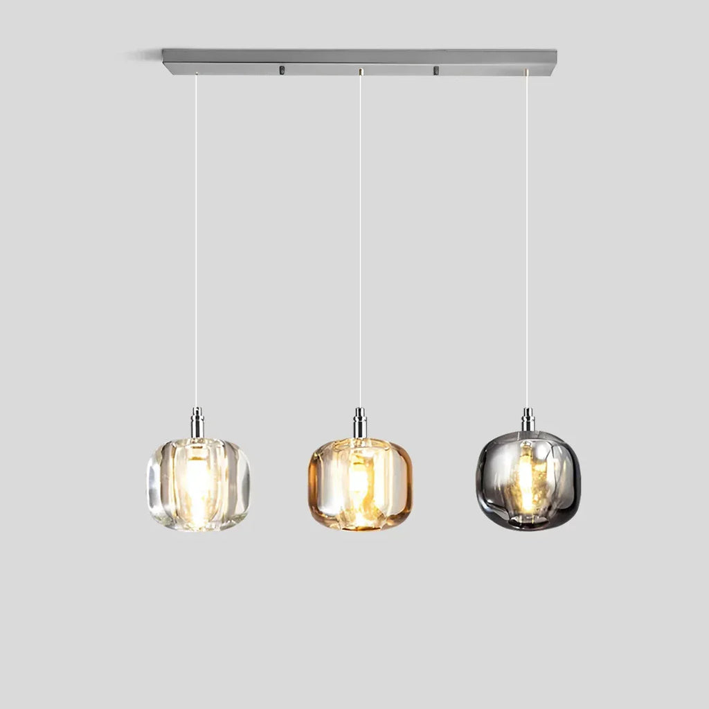 Multicolor Glass Pendant Light Fixture With Layered Lighting