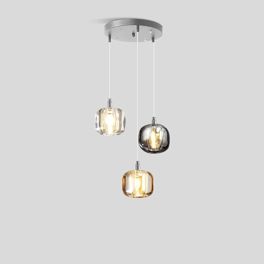 Multicolor Glass Pendant Light Fixture With Layered Lighting