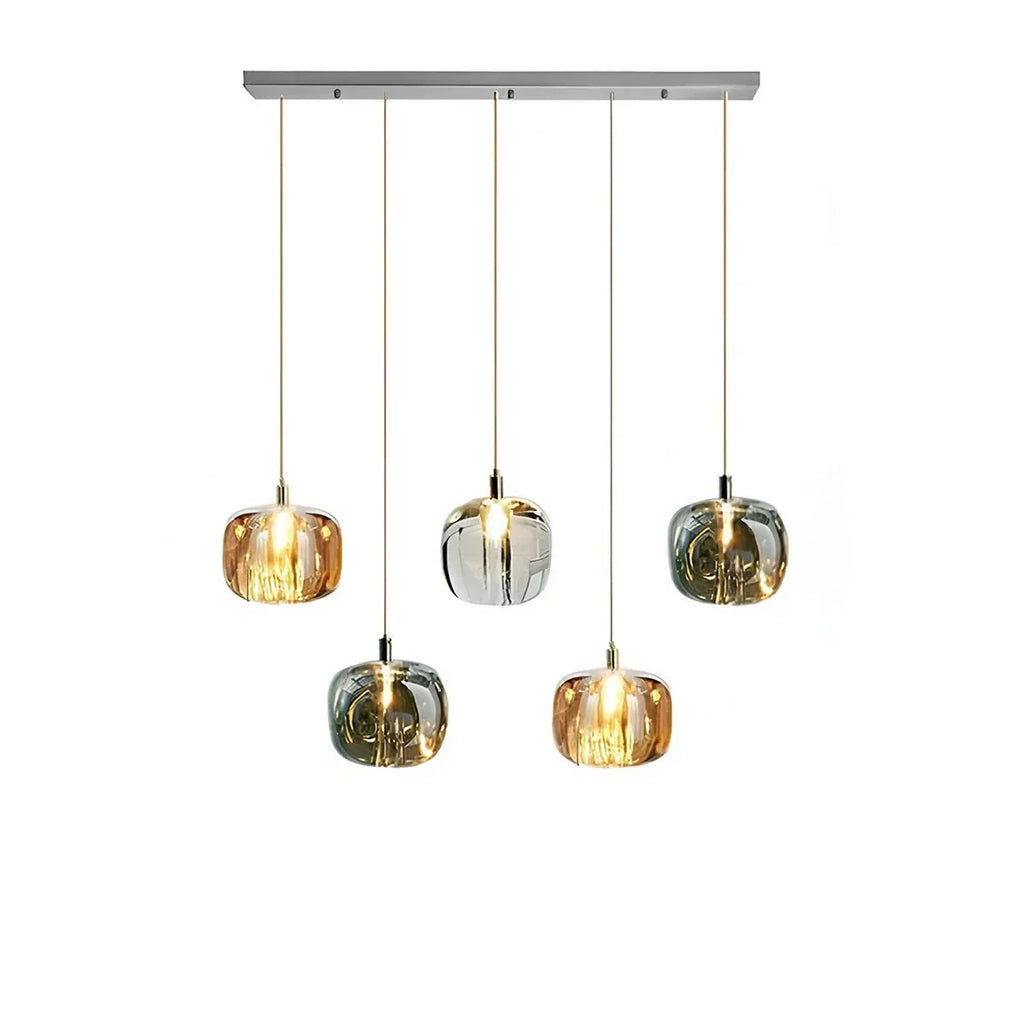 Multicolor Glass Pendant Light Fixture With Layered Lighting