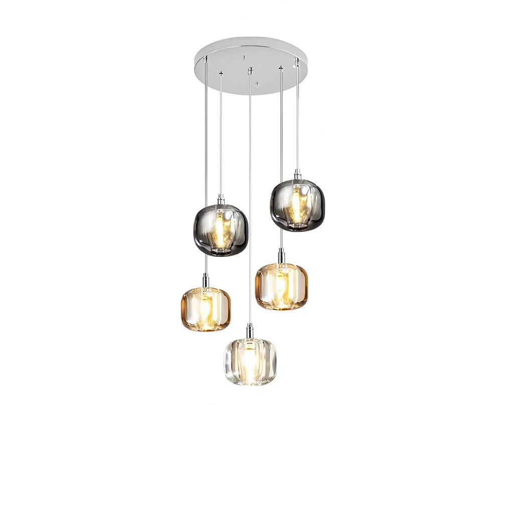 Multicolor Glass Pendant Light Fixture With Layered Lighting