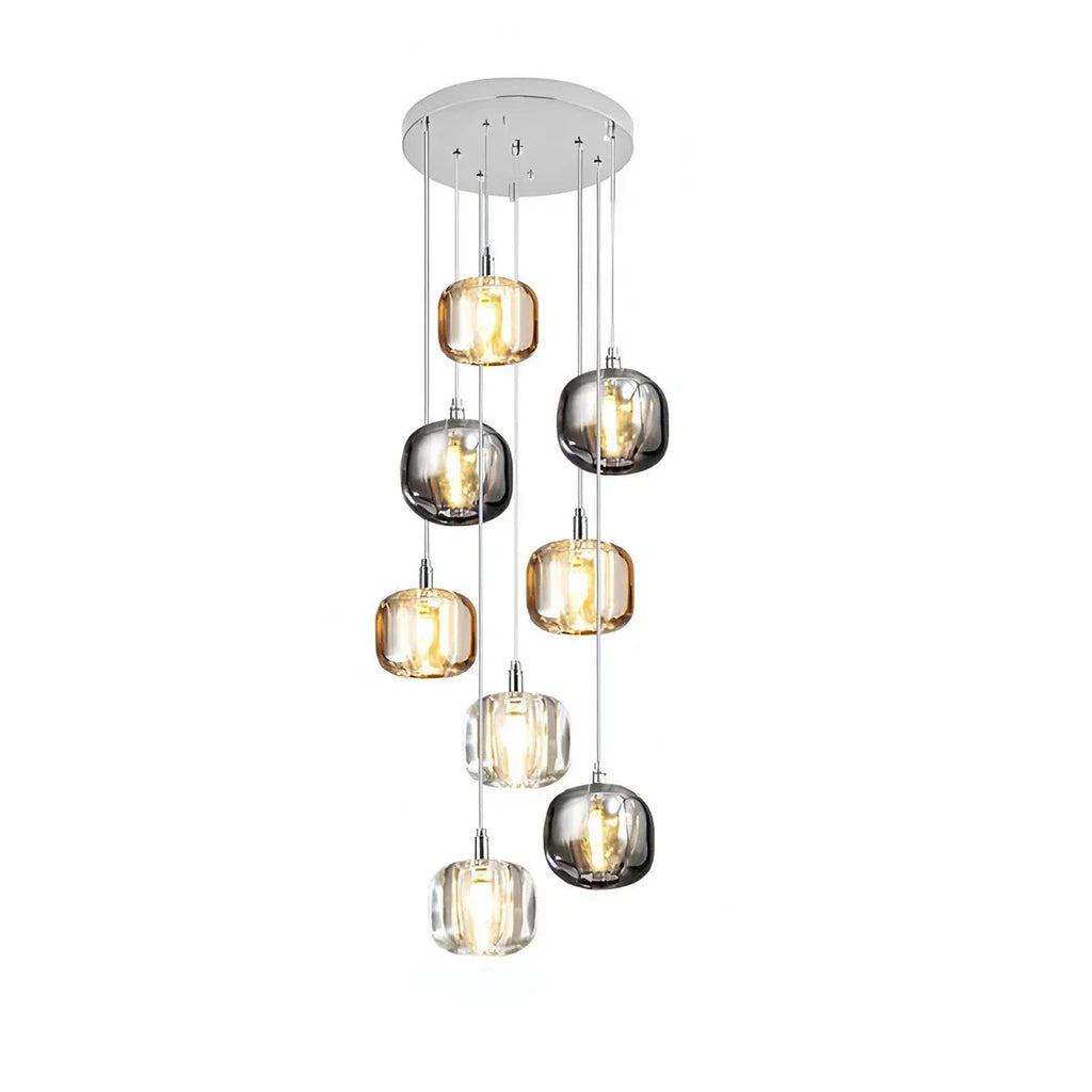 Multicolor Glass Pendant Light Fixture With Layered Lighting