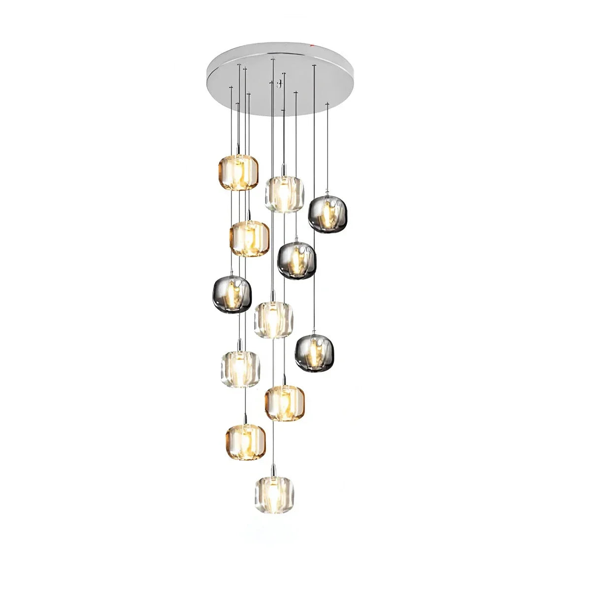 Multicolor Glass Pendant Light Fixture With Layered Lighting