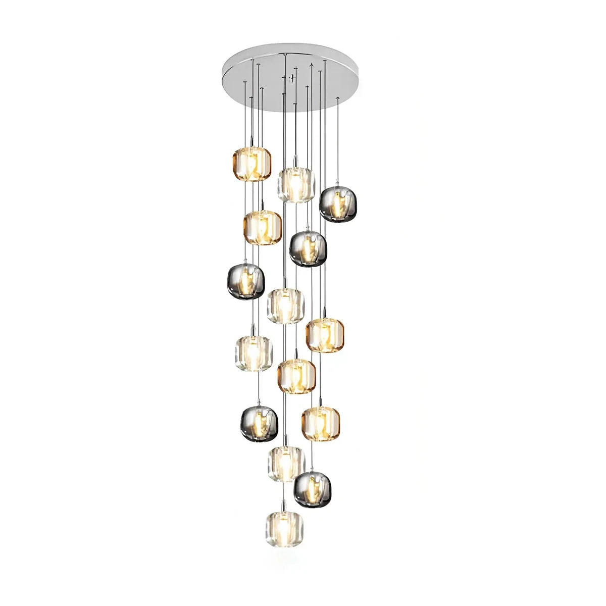 Multicolor Glass Pendant Light Fixture With Layered Lighting