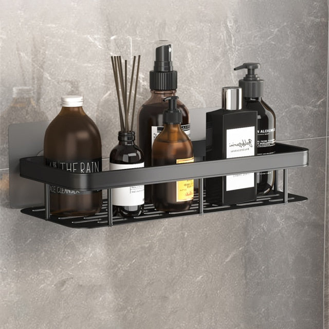 Slim Metal Bath Organizer With Suction Cups For Small Spaces