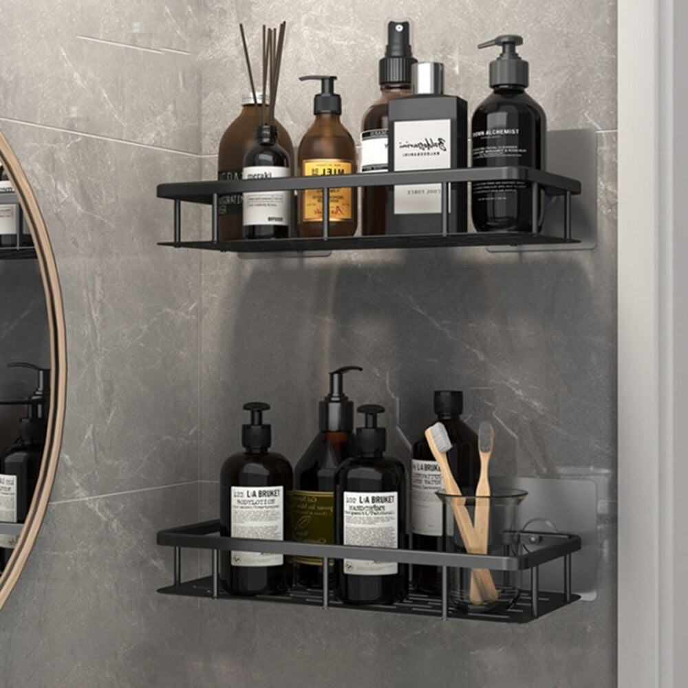 Slim Metal Bath Organizer With Suction Cups For Small Spaces