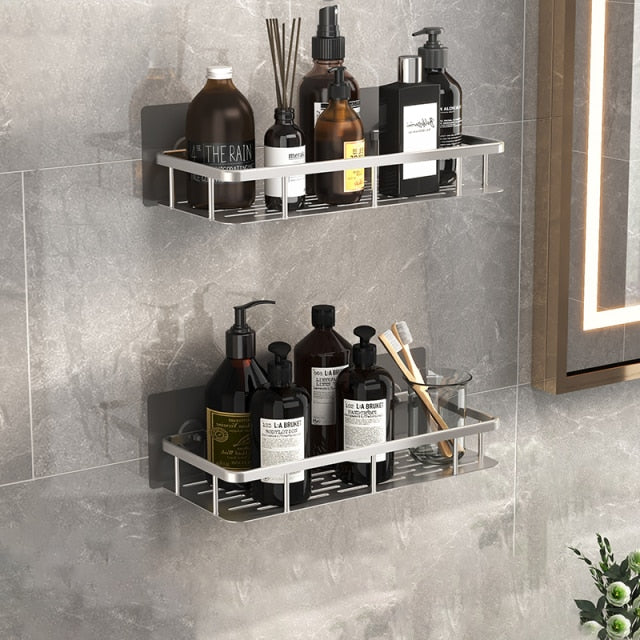 Slim Metal Bath Organizer With Suction Cups For Small Spaces