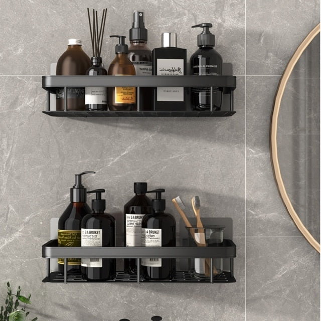 Slim Metal Bath Organizer With Suction Cups For Small Spaces